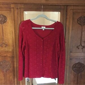 J. Jill Red Lace Blouse